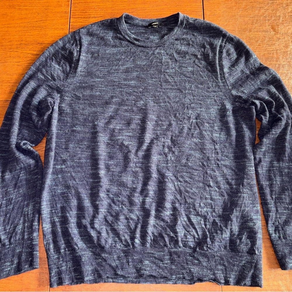 Express Men’s Navy Crewneck Sweater with Heathered Texture